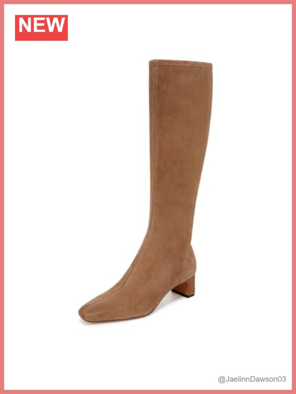 Knee High Square Toe Kitten Heel Suede Boots Zip Women's 17.7
